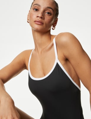 

Womens M&S Collection Contrast Scoop Neck Swimsuit - Black Mix, Black Mix