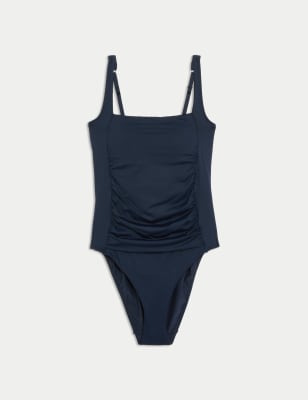 

M&S Collection Traje de baño con relleno, escote cuadrado y control de abdomen 360Womens - Navy, Navy