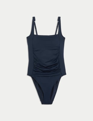 

Womens M&S Collection 360 Tummy Control Padded Square Neck Swimsuit - Navy, Navy