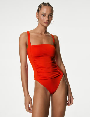 

Womens M&S Collection Tummy Control Padded Square Neck Swimsuit - Flame, Flame