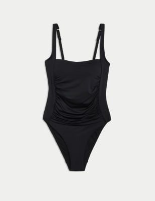 

Womens M&S Collection Tummy Control Padded Square Neck Swimsuit - Black, Black