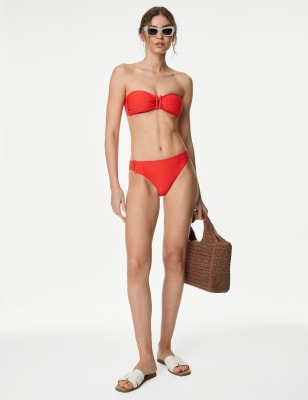 

Womens M&S Collection Textured High Leg Bikini Bottoms - Flame, Flame