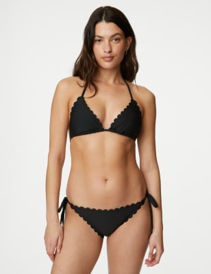 

Womens M&S Collection Tie Side Scallop Bikini Bottoms - Black, Black