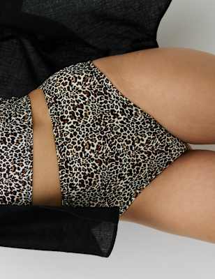 

Womens M&S Collection Printed High Waisted Bikini Bottoms - Brown Mix, Brown Mix