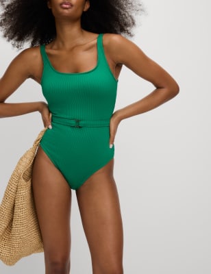 

Womens M&S Collection Post surgery Tummy Control Belted Swimsuit - Bright Green, Bright Green