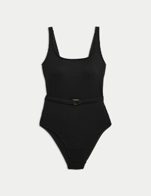 

Womens M&S Collection Textured Scoop Neck Swimsuit - Black, Black