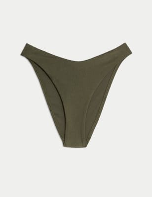 

Womens M&S Collection Sheen High Leg Bikini Bottoms, Dark Olive