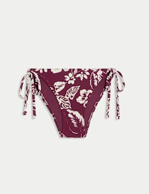 

Womens M&S Collection Printed Tie Side Bikini Bottoms, Purple Mix