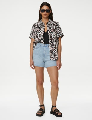

Marks & Spencer Linen Rich Printed Collared Beach Shirt (FEMALE, BLACK MIX, 8)