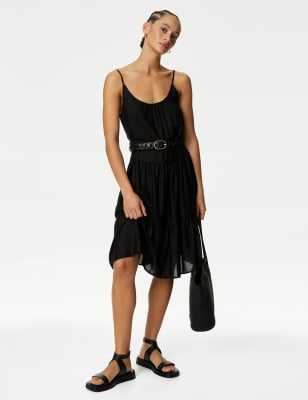 

Womens M&S Collection Mini Tiered Beach Dress - Black, Black