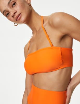 

M&S Collection Parte de arriba de bikini estilo bandeau con rellenoWomens - Orange, Orange