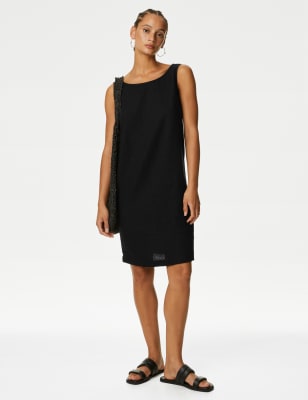 

Womens M&S Collection Linen Rich Knee Length Shift Dress - Black, Black