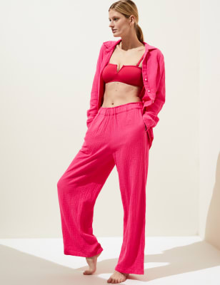 

Womens M&S Collection Hose aus reiner Baumwolle mit weitem Bein - Fuchsia, Fuchsia
