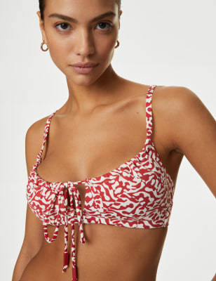 

Womens M&S Collection Floral Padded Bandeau Bikini Top - Dark Red Mix, Dark Red Mix