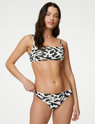 

Womens M&S Collection Printed High Leg Bikini Bottom - Black Mix, Black Mix