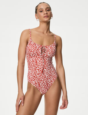 

Womens M&S Collection Floral Padded Scoop Neck Swimsuit - Ruby Red, Ruby Red
