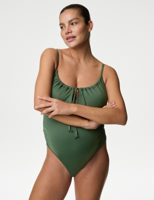 

Womens M&S Collection Maternity Padded Ruched Scoop Neck Swimsuit - Green, Green