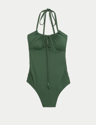 

Womens M&S Collection Maternity Padded Ruched Scoop Neck Swimsuit - Green, Green