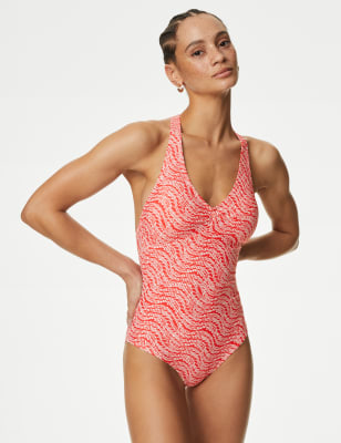 

Womens M&S Collection Printed Halterneck Swimsuit - Orange Mix, Orange Mix