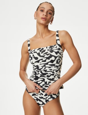 

Womens M&S Collection Tummy Control Printed Padded Tankini Top - Ivory Mix, Ivory Mix