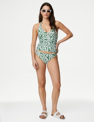 

Womens M&S Collection Printed Padded Halterneck Tankini Top - Green Mix, Green Mix