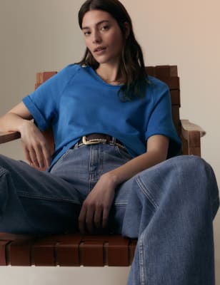 

Womens Per Una Sweatshirt aus reiner Baumwolle - Dark Turquoise, Dark Turquoise