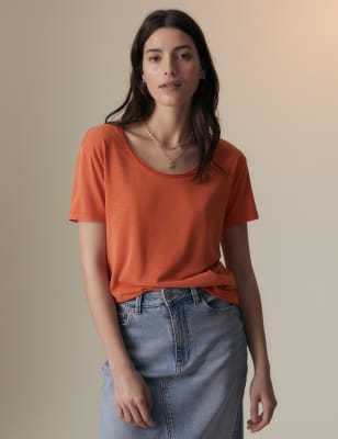 

Per Una Camiseta de escote abierto de modalWomens - Tangerine, Tangerine