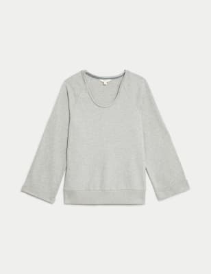 

Womens Per Una Pure Cotton Scoop Neck Relaxed Sweatshirt - Grey Marl, Grey Marl