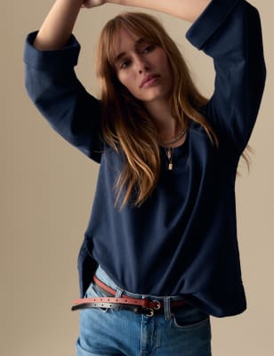 

Womens Per Una Pure Cotton Relaxed Sweatshirt - Navy, Navy