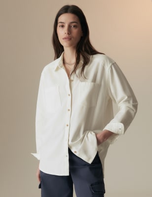 

Womens Per Una Denim Collared Relaxed Shirt - Ecru, Ecru