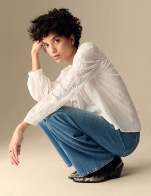 

Per Una Blusa 100% algodón con bordado floralWomens - Ecru, Ecru