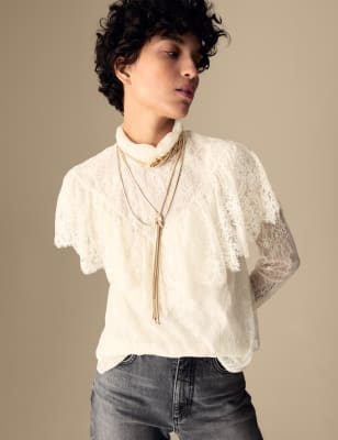 

Womens Per Una Lace High Neck Blouse - Ecru, Ecru