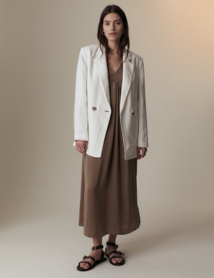 

Womens Per Una Midi-Teekleid aus Satin mit Spitzeneinsatz - Oak, Oak