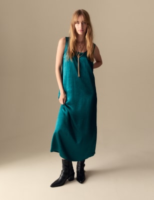 

Womens Per Una Satin Midaxi Slip Dress - Teal Green, Teal Green