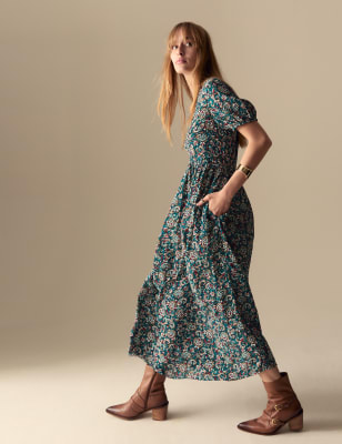 

Womens Per Una Paisley V-Neck Midaxi Tea Dress - Dark Green Mix, Dark Green Mix