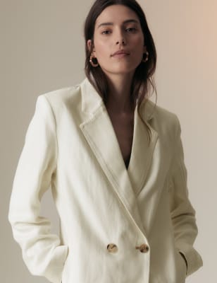 

Womens Per Una Linen Blend Relaxed Blazer - Natural Mix, Natural Mix