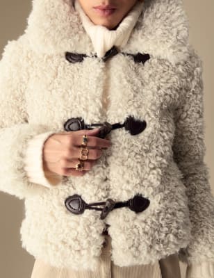 

Womens Per Una Faux Fur Collared Cropped Coat - Ecru, Ecru