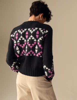 

Womens Per Una Fair Isle Jumper With Wool - Black Mix, Black Mix