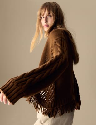 

Womens Per Una Pure Cotton Fringed Cardigan - Rich Amber, Rich Amber