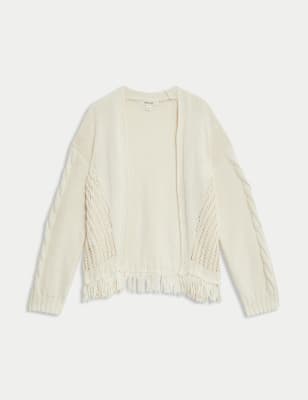 

Womens Per Una Pure Cotton Fringed Cardigan - Ecru, Ecru