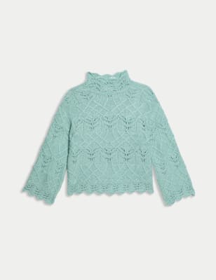 

Womens Per Una Textured High Neck Jumper with Wool - Sea Green, Sea Green