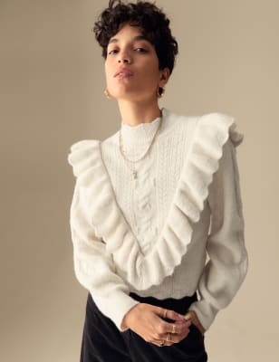 

Womens Per Una Cable Knit Scallop Edge Jumper - Oatmeal, Oatmeal