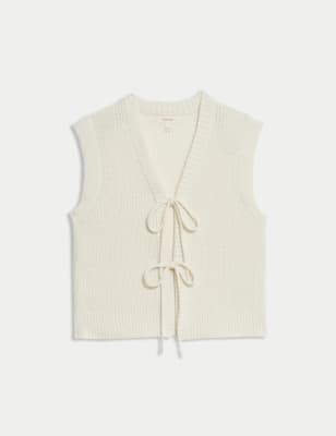 

Womens Per Una Ribbed Vest with Wool - Ecru, Ecru