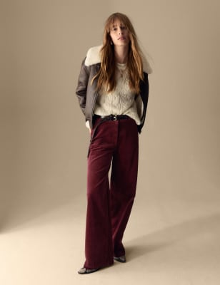 

Womens Per Una Cord Wide Leg Trousers - Claret, Claret