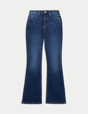 

Womens Per Una Cotton Rich High Waisted Flared Jeans - Dark Indigo, Dark Indigo