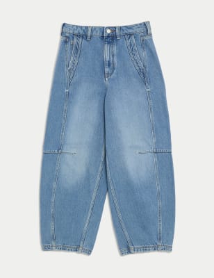 

Womens Per Una Lyocell Blend High Waisted Barrel Ankle Grazer Jeans - Light Indigo, Light Indigo