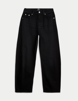 

Womens M&S Collection Mid Rise Relaxed Horseshoe Jeans - Black, Black