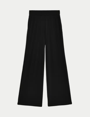 

Womens M&S Collection Jersey Elasticated Waist Wide Leg Culottes - Black, Black