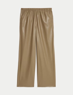 

Womens M&S Collection Leather Look Wide Leg Trousers - Spice, Spice