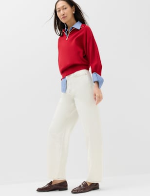 Womens M&S High Waisted Balloon Leg Jeans, Oyster